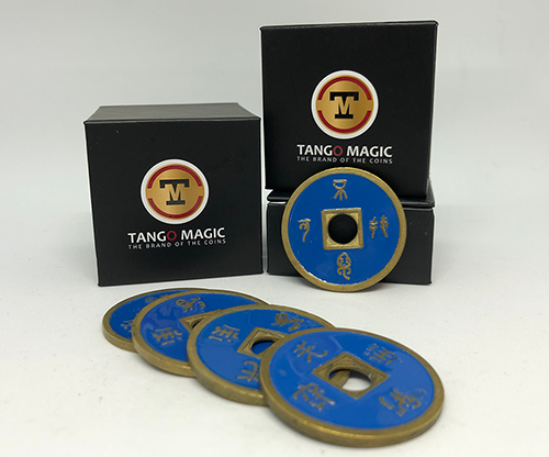 Expanded Shell Chinese Coin made in Brass (Blue) by Tango - Trick (CH005)
