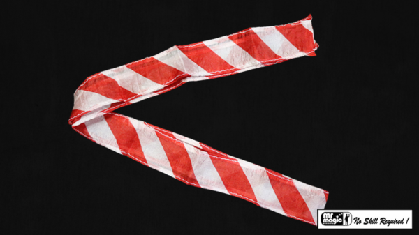 58637-full Thumb Tip Streamer Zebra 3' (Red and White) by Mr. Magic - Trick