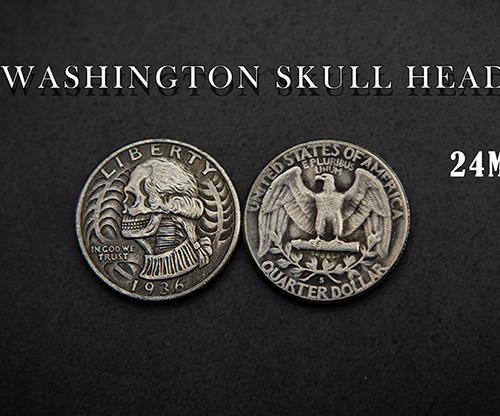 68762-full WASHINGTON SKULL HEAD COIN by Men Zi Magic