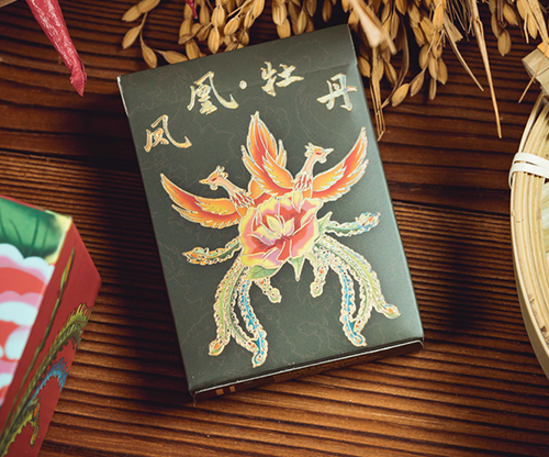 Phoenix and Peony (Green) Playing Cards by Bacon Playing Card Company