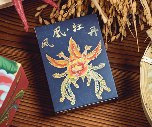 Phoenix and Peony (Blue) Playing Cards by Bacon Playing Card Company