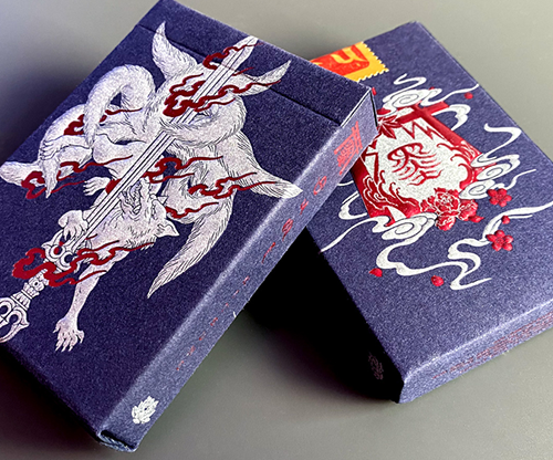 Sumi Kitsune Myth Maker (Blue/Red Craft Letterpressed Tuck) Playing Cards by Card Experiment
