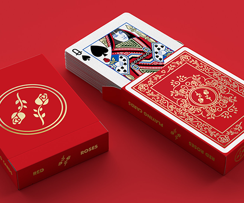 Red Roses Gold Foil Playing Cards (Fully Marked)